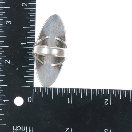 sz9 Harvey Mace Navajo silver long ring with overlay design - Estate Fresh Austin