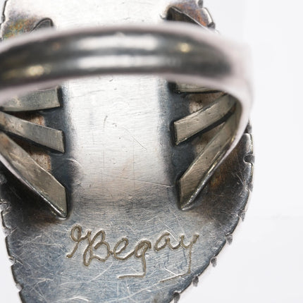 sz8.25 Navajo George Begay Sterling waterweb Kingman turquoise ring - Estate Fresh Austin