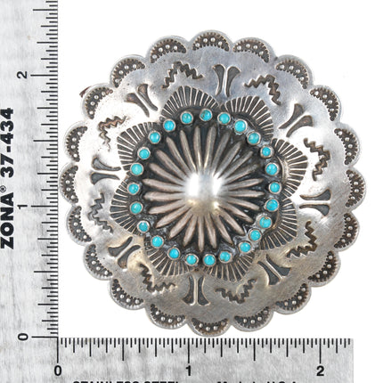 c1940's Navajo silver snake eye turquoise large pin