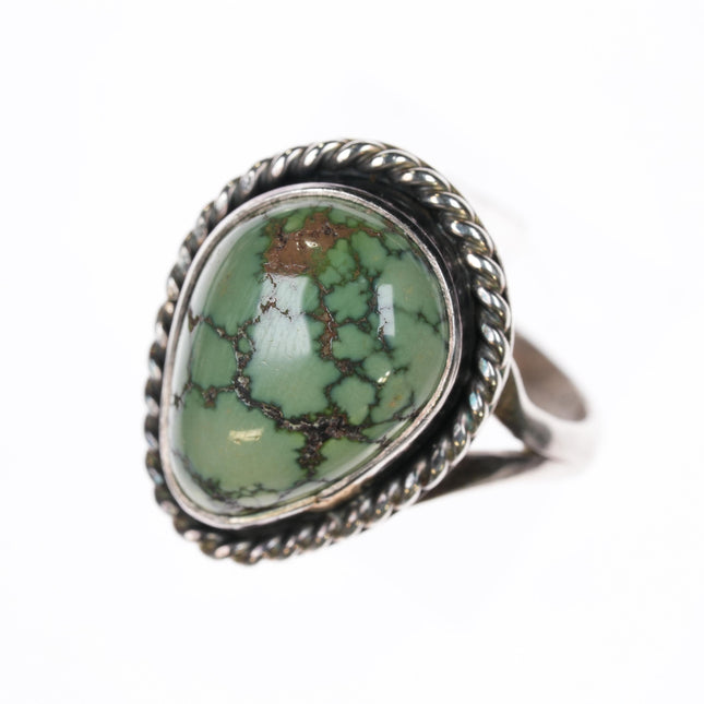 Sz8 Dean Adams (Paiute/Jemez)  Sterling/spiderweb variscite ring