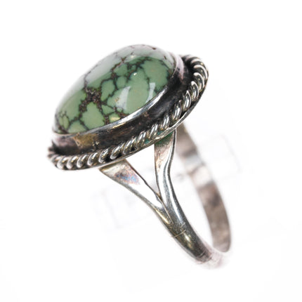 Sz8 Dean Adams (Paiute/Jemez)  Sterling/spiderweb variscite ring