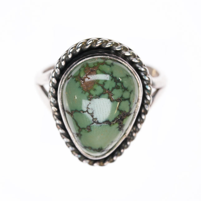 Sz8 Dean Adams (Paiute/Jemez)  Sterling/spiderweb variscite ring