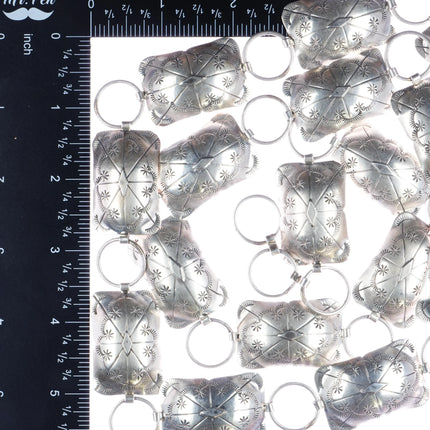 44" Navajo Hand Stamped sterling silver link concho belt - Estate Fresh Austin