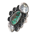 sz7.75 1970's Large Navajo green turquoise and sterling ring - Estate Fresh Austin