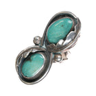 sz9.75 60's-70's Navajo sterling double turquoise long ring - Estate Fresh Austin