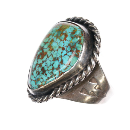 sz10.5 c1950's Red Web Kingman turquoise Navajo sterling ring