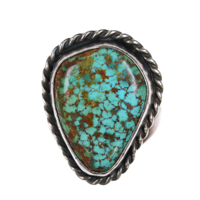 sz10.5 c1950's Red Web Kingman turquoise Navajo sterling ring