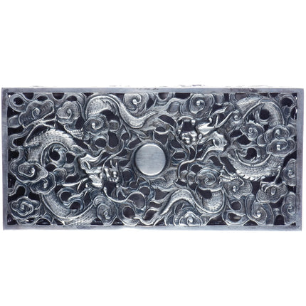 c1900 Large Antique Chinese Silver Wang Hing pierced dragon box - Estate Fresh Austin