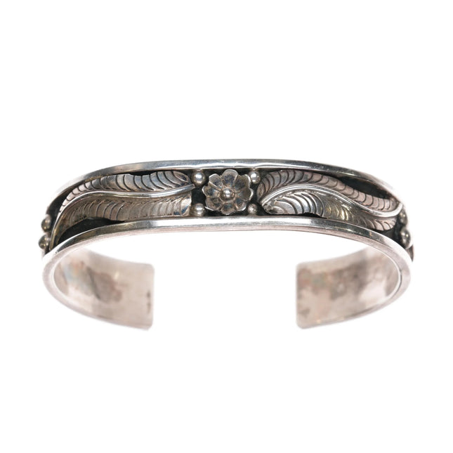6.75" AR Navajo sterling blossom cuff bracelet - Estate Fresh Austin