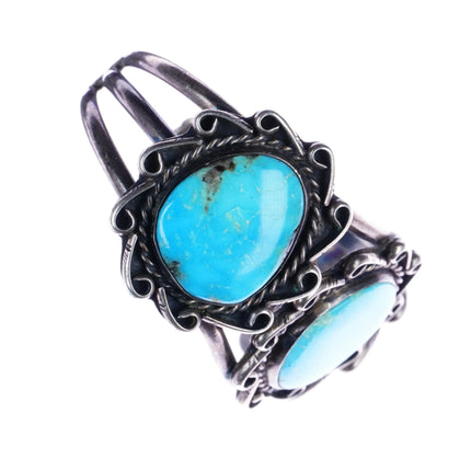 6.25" Vintage Navajo sterling 3 stone turquoise cuff bracelet - Estate Fresh Austin