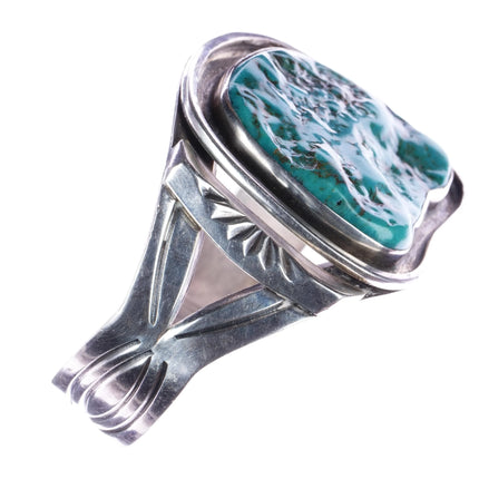 6.25" 50's-60's Navajo freeform nugget hand stamped silver cuff bracelet - Estate Fresh Austin