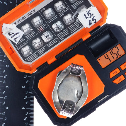 6.25" 50's-60's Navajo freeform nugget hand stamped silver cuff bracelet - Estate Fresh Austin