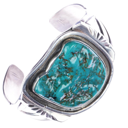 6.25" 50's-60's Navajo freeform nugget hand stamped silver cuff bracelet - Estate Fresh Austin