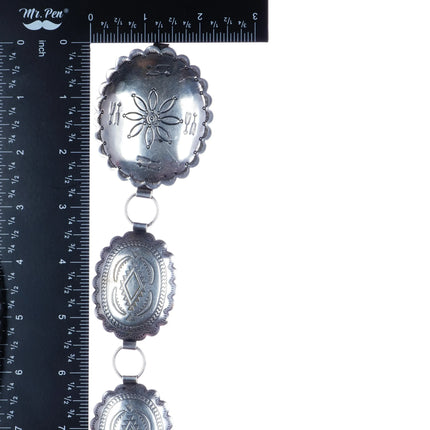 31.5" Vintage Navajo stamped sterling silver link concho belt - Estate Fresh Austin