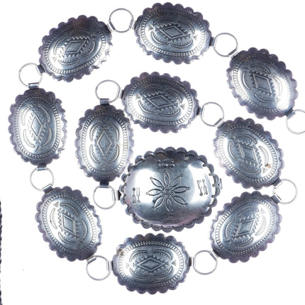 31.5" Vintage Navajo stamped sterling silver link concho belt - Estate Fresh Austin