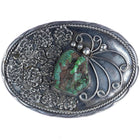 Large Vintage Navajo sterling and green turquoise belt buckle - Estate Fresh Austin