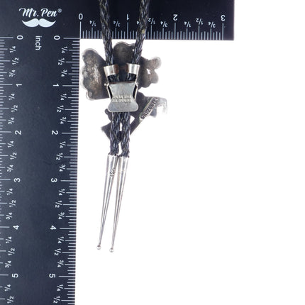 c1970 William Zunie sterling silver Zuni channel inlay bolo tie - Estate Fresh Austin