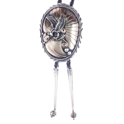c1980's Navajo sterling/gold filled eagle bolo tie - Estate Fresh Austin