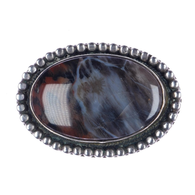 40's-50's Navajo silver Petrified wood pin - Estate Fresh Austin