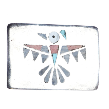 Vintage Zuni inlay thunderbird belt buckle sterling silver - Estate Fresh Austin