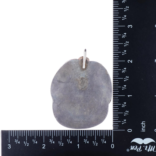 Large 60's-70's Navajo silver and turquoise pendant with feather/blossom - Estate Fresh Austin