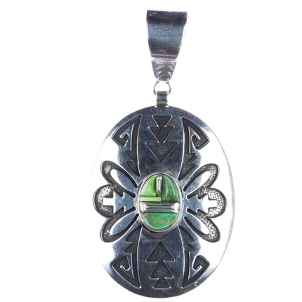 Cecil Ashley Navajo sterling Carico Lake turquoise cobblestone pendant - Estate Fresh Austin