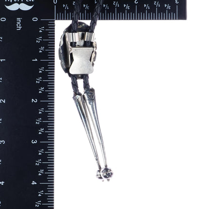 c1980 Navajo sterling and onyx bolo tie - Estate Fresh Austin