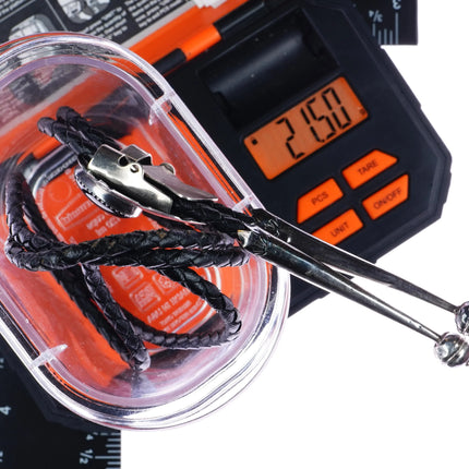 c1980 Navajo sterling and onyx bolo tie - Estate Fresh Austin