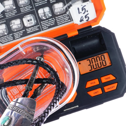 c1960 c-31 Navajo sterling and turquoise bolo slide with slanted stamped design - Estate Fresh Austin