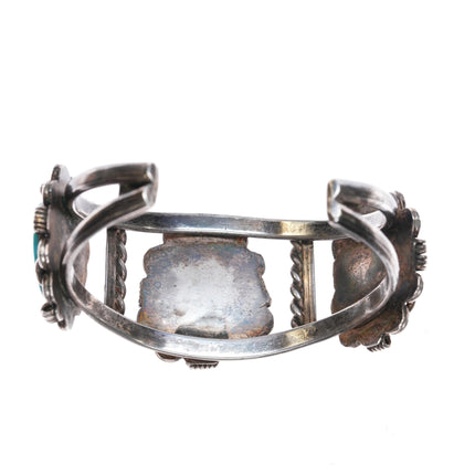 6.5" c1960's Navajo silver 3 stone turquoise cuff bracelet