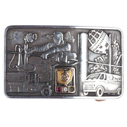 Vintage sterling silver 10k gold Bell Telephone belt buckle - Estate Fresh Austin