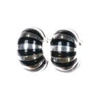 1980's Tiffany Sterling Black Enamel Guilloche Clip On Earrings - Estate Fresh Austin