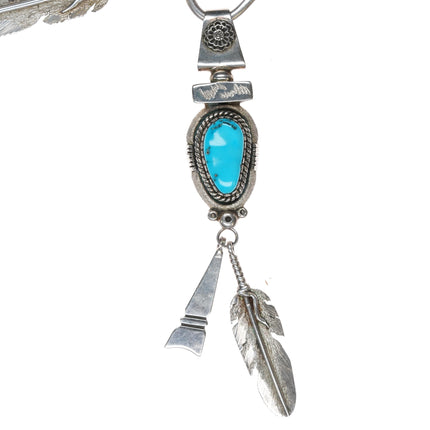 Ben Begaye Navajo sterling turquoise feather necklace sturdy