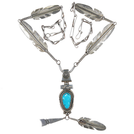 Ben Begaye Navajo sterling turquoise feather necklace sturdy