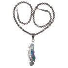 Cecil Ashley Navajo sterling channel inlay pendant/beaded necklace sugilite opal - Estate Fresh Austin