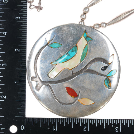 Large Vintage Zuni inlay Bluebird pendant/necklace