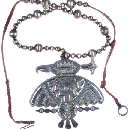 1930's Navajo silver pearls/Fred Harvey "The Thunderbirds" pendant - Estate Fresh Austin