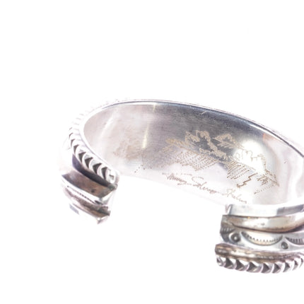 7.5" Amazing vintage Morenci turquoise Native American silver cuff bracelet - Estate Fresh Austin