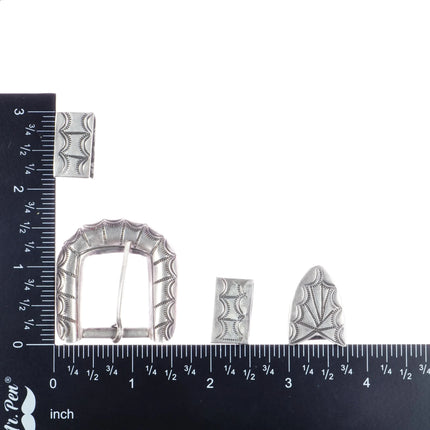 Vintage Navajo sterling silver ranger belt buckle set - Estate Fresh Austin