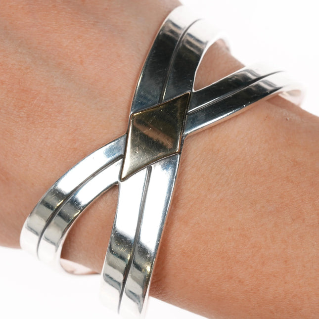 6.5" Retired James Avery 14k/Sterling modernist cuff bracelet - Estate Fresh Austin