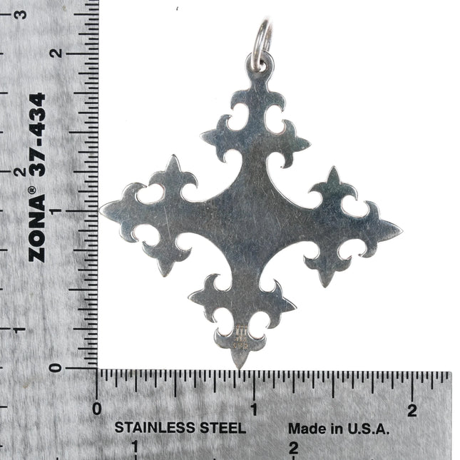Large Retired James Avery Trinity cross pendant in sterling silver - Estate Fresh Austin