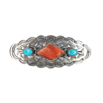 Vintage Navajo sterling spiny oyster and turquoise pin - Estate Fresh Austin
