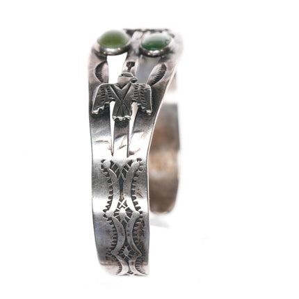 6.625" 30's-40's IH Coin silver thunderbird fred harvey cuff bracelet - Estate Fresh Austin