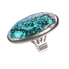 sz8.5 Vintage Navajo spiderweb turquoise sterling silver ring - Estate Fresh Austin