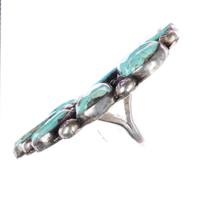 Huge sz9.5 Vintage Navajo silver turquoise cluster ring - Estate Fresh Austin