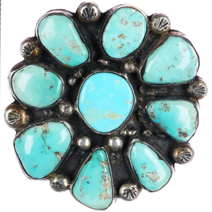 Huge sz9.5 Vintage Navajo silver turquoise cluster ring - Estate Fresh Austin