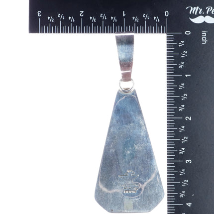 Large Daniel Coriz Kewa high grade turquoise spiny oyster intarsia inlay pendant - Estate Fresh Austin