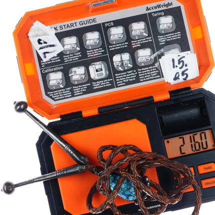 c1950 Navajo silver Lone Mountain turquoise bolo tie - Estate Fresh Austin