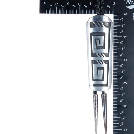 Gary and Elsie Yoyokiei Hopi large sterling bolo tie in overlay style - Estate Fresh Austin
