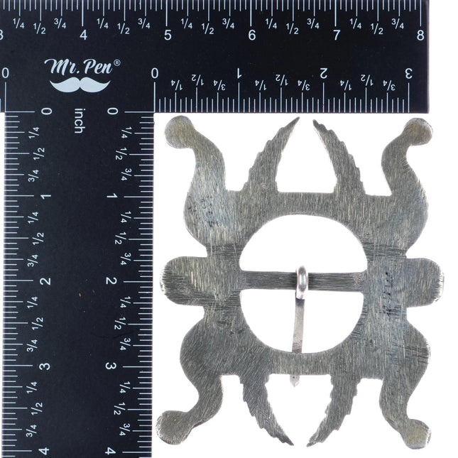 Huge Navajo Tufa Cast Silver belt buckle - Estate Fresh Austin